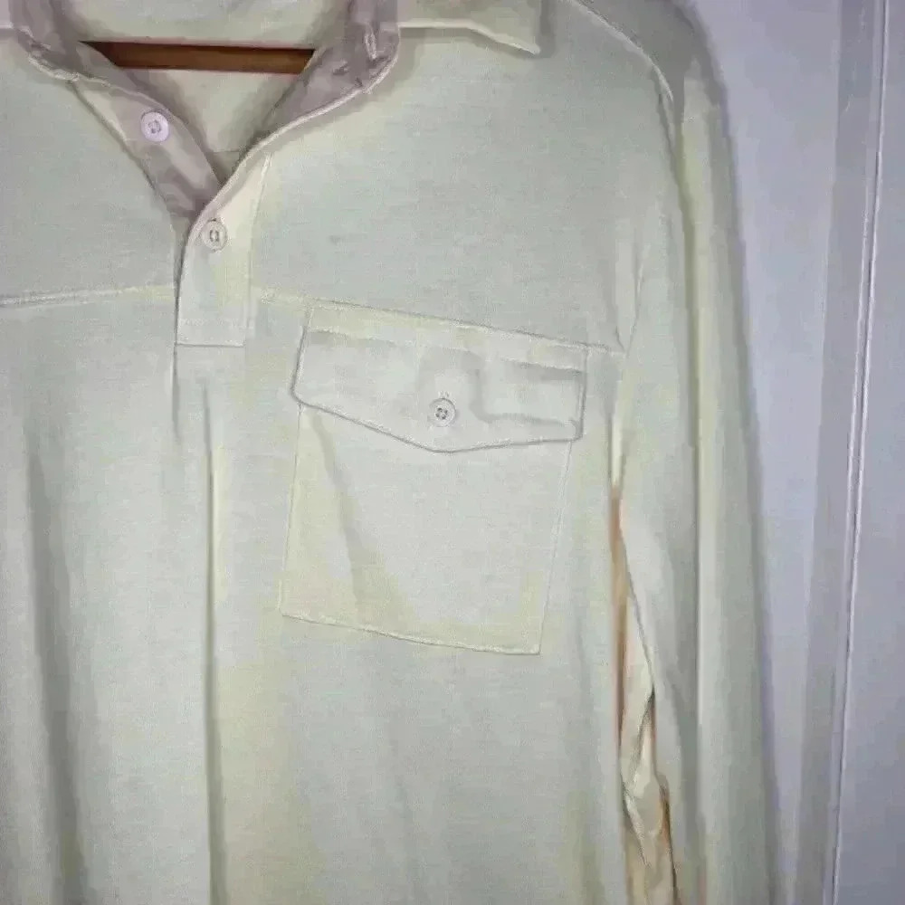 CALVIN Klein Men’s Light Yellow Liquid Touch Polo Size Medium - Picture 4 of 8